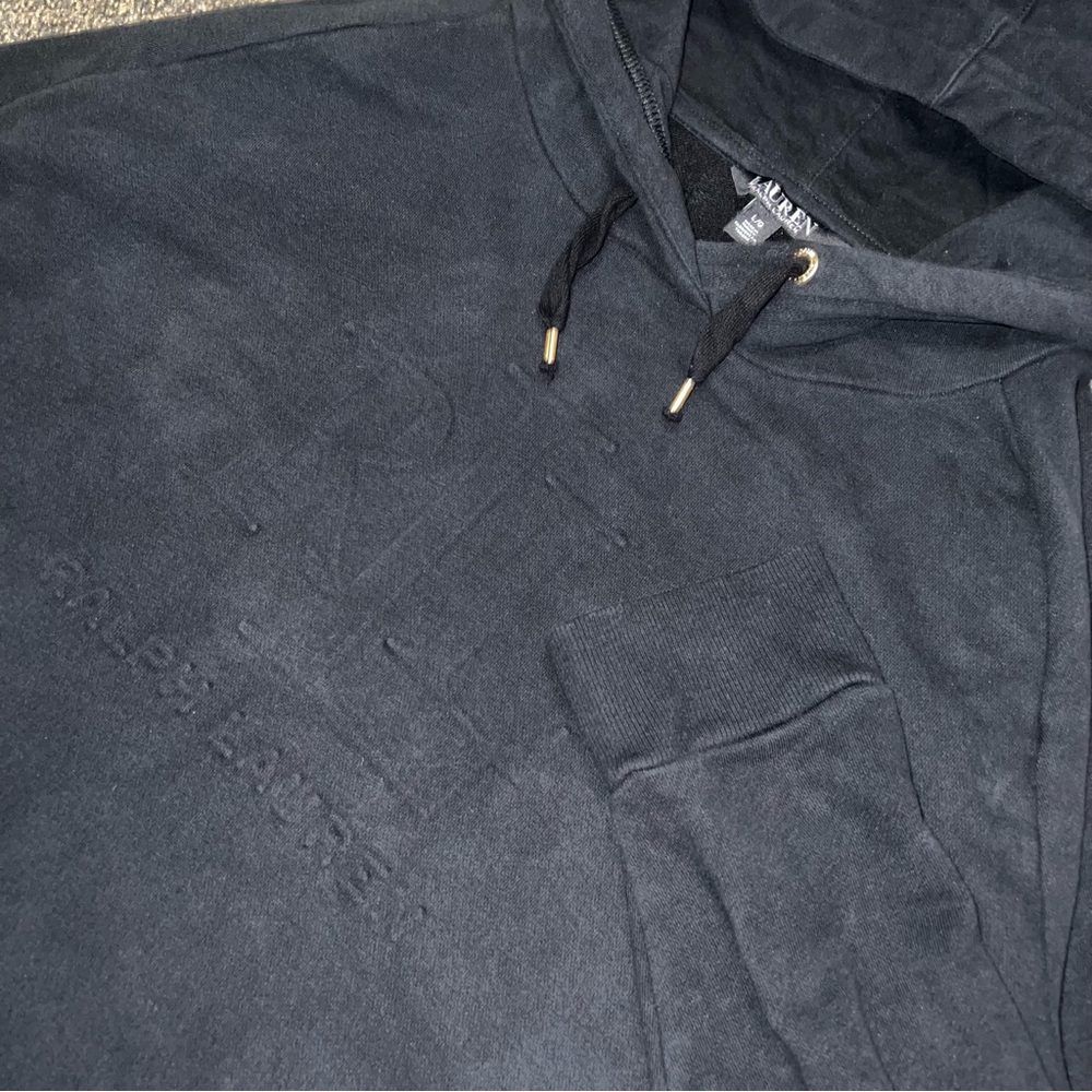 Lauren Ralph Lauren Embossed Logo Women’s Size Large Hooded Sweatshirt Black